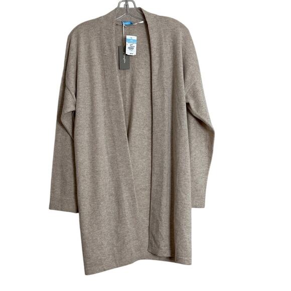 J. McLaughlin Drimmer cashmere cardigan Sweater Heather Oatmeal Size Large New